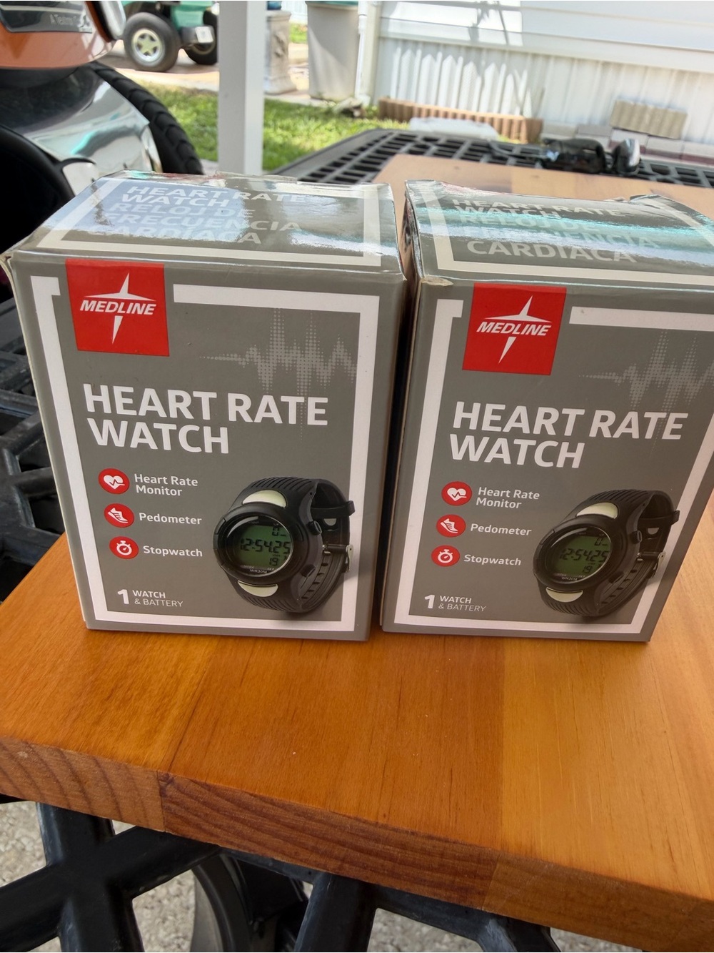 Medline Black Heart Rate Watch with Pedometer and Stopwatch